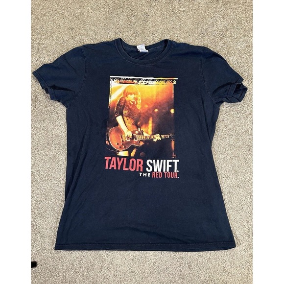 Taylor Swift Tops - Taylor Swift The Red Tour T-Shirt Sz M Black Double Sided Tour Schedule 2013 EUC